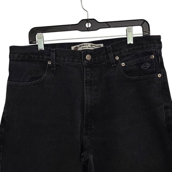 Harley Davidson Men's Black Label Black Wash Jeans 36 X 32 - Picture 2 of 9